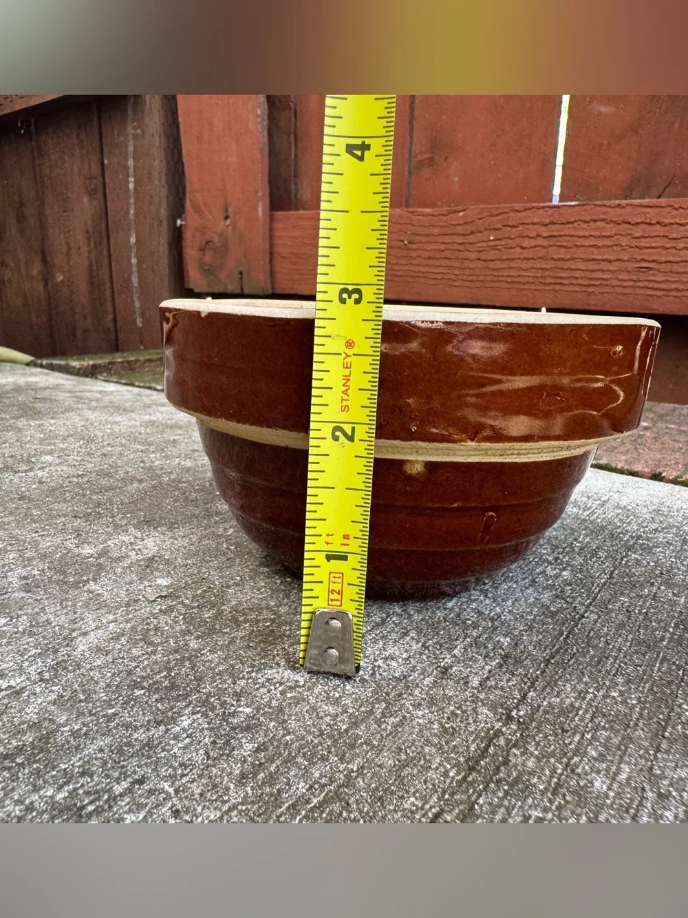 Brown Glazed Ceramic Bowl with Natural Rim